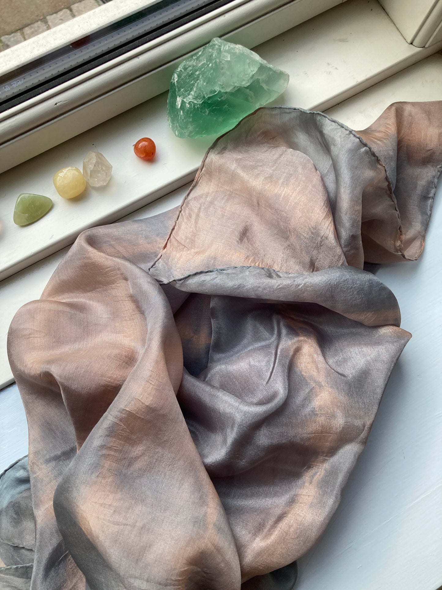 Silketørklæde - Avokadosten & rødkål (90x90)