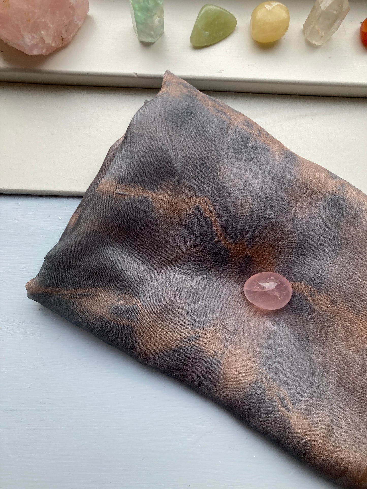 Silketørklæde - Avokadosten & rødkål (90x90)